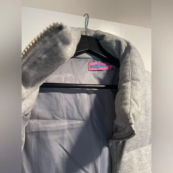 edikted jersey gray puffer jacket - Picture 6 of 7